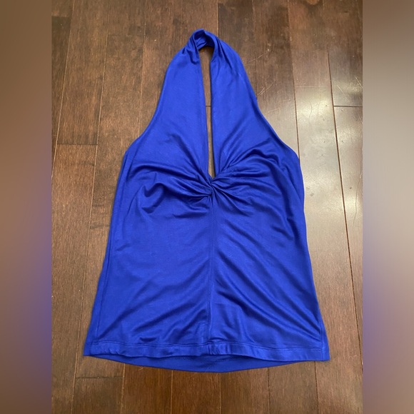 NWOT VENUS SIZE MEDIUM HALTER TOP IN BLUE WITH A KNOT AT BUST - Picture 1 of 10